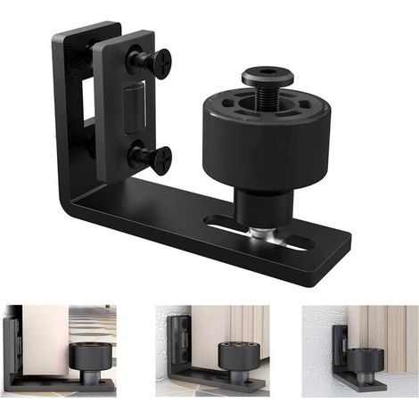 Ajustable Guide de Plancher Mur/porte Guide Inférieur Pour Porte en Bois Coulissante, 9,3x3x6 cm, Noir (1/5)