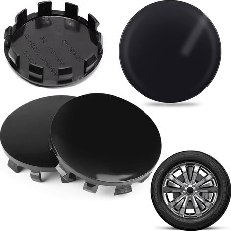4Pcs Cache Moyeu 56mm, Cache Moyeu Seat Universels, Enjoliveurs Centre de Roue de Voiture en Noir Compatible avec et VW et (OD 56mm ID 51mm) (1/5)