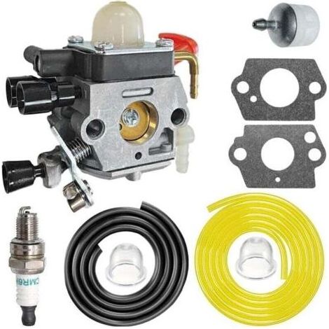 Kit de carburateur pour Stihl HS81 HS81R HS86 HS86R HS86T C1Q-S225 Taille-haie, remplace C1Q-S225, 4237 120 0606, 4237 120 0618, avec Joint Bougie d'allumage Filtre à Carburant (1/4)