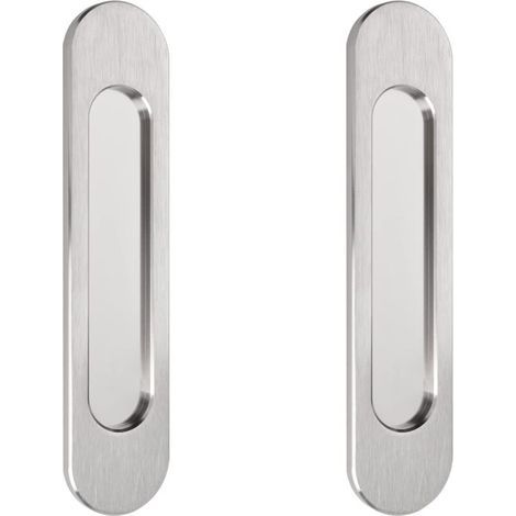 Lntyq Lot de 2 poignées de porte coulissantes ovales auto-adhésives en alliage d'aluminium brossé pour portes coulissantes, fenêtres et armoires 18 cm (1/5)