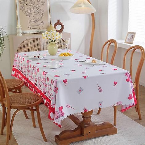 Nappe imperméable et oléofuge pour la Saint-Valentin 2026, idéale pour les couples, avec fond rouge, 150 x 150 cm (350 g). (1/5)