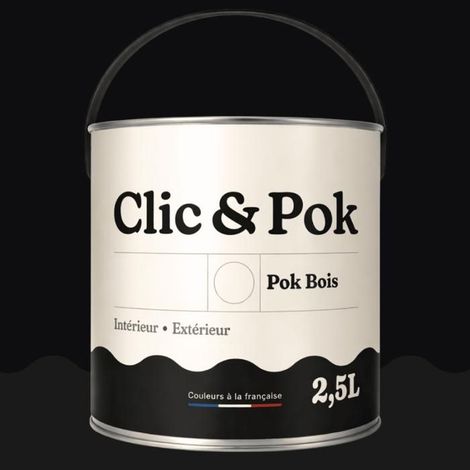 Peinture Bois Extérieur – POK BOIS - 2,5L - RAL 9005 - Noir foncé- Résistante aux intempéries - Ne s'écaille pas