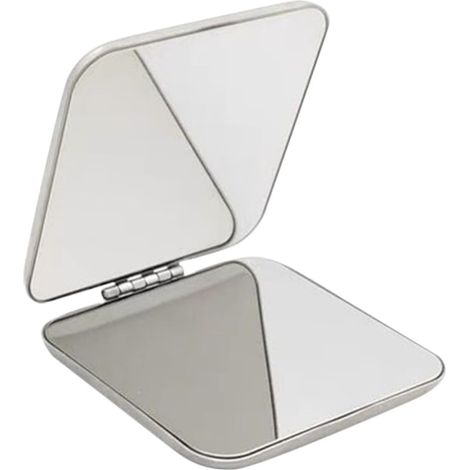 Miroir Double Face Portable Pliable Carré Miroir Cosmétique Compact Personnel De Voyage (1/5)