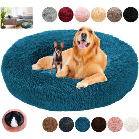 Hundebett Donut beruhigend flauschig rund 110cm Cyan