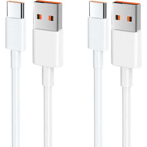 2-Pack 120W Cable USB C (Compatible avec 33W/67W) Pour Xiaomi Redmi Note 14/13/12/11s/11/13 Pro/8 9 Pro 9T Xiaomi mi 13/14/12T/11T Pro/11 Lite/10T/10/12, POCO X6/X5/C65/M5/X4.(1,5M)
