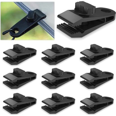 Clips para cubiertas - 40 unidades, nailon, negro, para carpas, pancartas, cubiertas de piscina (1/5)