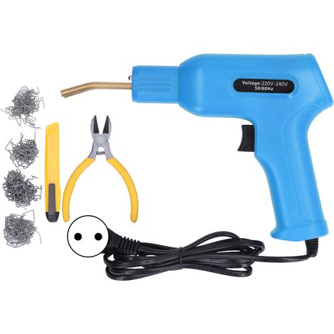 Kit de soudure plastique 50W pour réparation pare-chocs auto, pistolet à agrafes chaud avec 4 types de clous, bleu, fiche UE 220-240V (1/5)