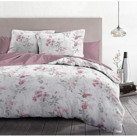Parure de Drap 240x300 cm – 100% Coton 57 Fils – Drap Plat + 2 Taies – Motif Pompadour Rose (1/5)