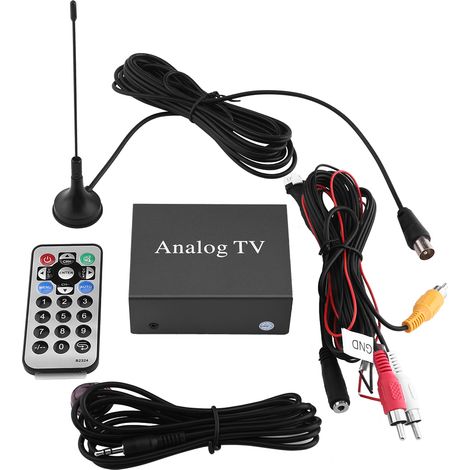 Récepteur TV analogique pour voiture avec antenne et télécommande - Boîtier de réception TV puissant pour autoradio DVD (1/5)
