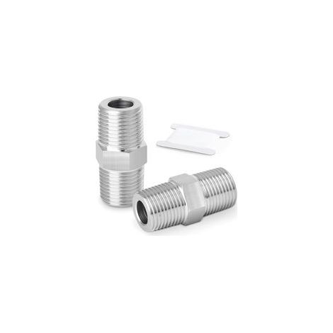 2 pièces de raccords de tuyauterie à embout hexagonal en acier inoxydable 304, raccord droit adaptateur pour tuyau mâle BSP 1/2" x tuyau mâle BSP 1/2" (1/5)