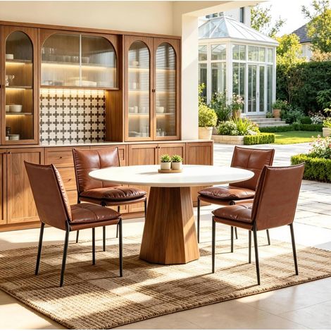Sillas de comedor, lote de 4, respaldo acolchado, 46 x 51 x 87 cm, marrón y negro OKMYHOME (1/5)