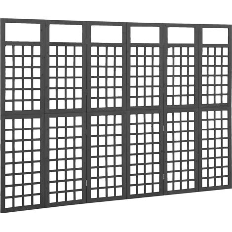 vidaXL Divisorio a 6 Pannelli in Legno di Abete Nero 242,5x180 cm