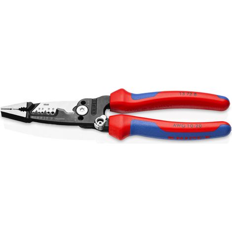 KNIPEX 13 72 8 WireStripper Pinze multifunzione per elettricisti modello americano con manici multicomponente atramentata nera 200 mm