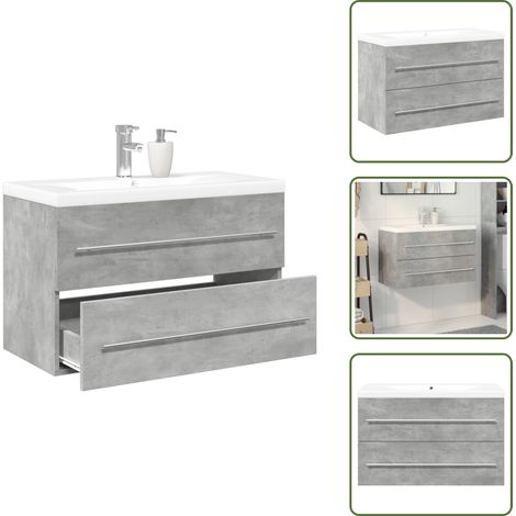 vidaXL Ensemble de meubles de salle de bain 2 pcs gris béton