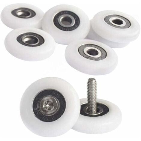 Lot de 8 poulies de douche pour porte de douche - Roulettes de 25 mm - Rouilles de cabine de douche - Avec vis TRIMEC (1/4)