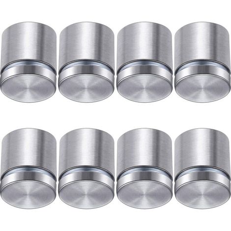 Juego de 8 piezas, tornillos para porta carteles, tornillos publicitarios, clavos de acero inoxidable para soportes de pared de vidrio y acrílico (1 x 1 pulgada) (1/4)