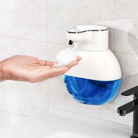 Distributeur de savon (blanc) sans contact, distributeur de lavage des mains en mousse de 400 ml (1/5)
