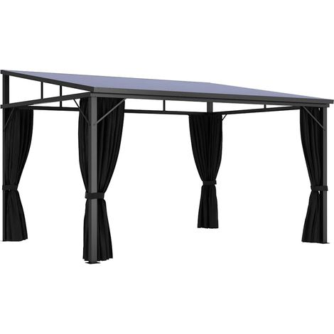 Tonnelle Barnum de Jardin, Pavillon, Pergola, Tente de jardin, avec rideau 405x294x244 cm Anthracite OIB4094E (1/5)