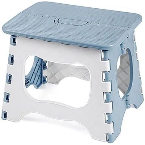 Marchepied pliable - 19.5 cm - En PVC - Marche anti dérapante - dim : 24x19 cm - Supporte un poids de 100 kg, Bleu clair (1/5)