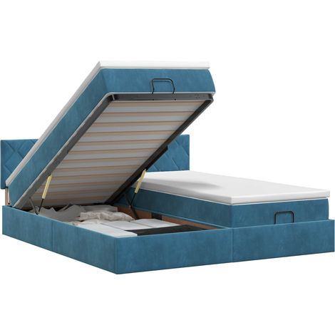 Maison Exclusive - Letto ottomano con materasso 2 pz Blu Scuro Velluto (1/5)