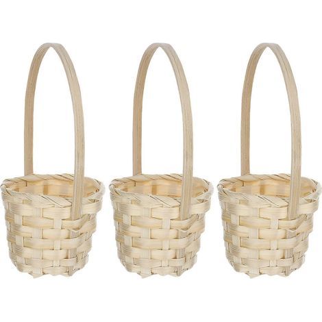 Set mit 5 geflochtenen Bambuskörben, leere Blumenkörbe, Brautjungfernkörbe, dekorative Flechtkörbe – 8 x 17 cm (1/4)