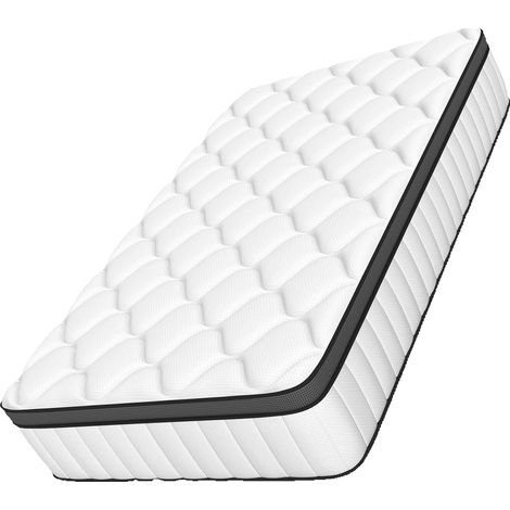 Matelas, ressorts ensachés à 7 zones, couches de confort respirantes, Blanc, 9020025CM (1/2)