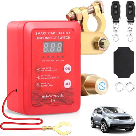 Interrupteur sans fil 12 V 240 A, compatible avec voitures, camping-cars, quads, camions et bateaux. (1/5)