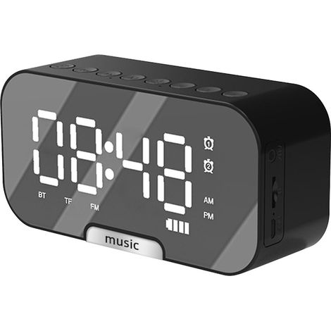 Digitaler Spiegelwecker mit Bluetooth-Lautsprecher und FM-Radio, zwei Alarme, elektronischer Tischwecker R