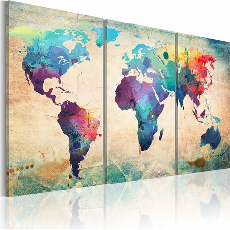 Tableau le monde peint à l'aquarelle - 120 x 60 cm (1/3)