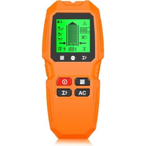 Wall Scanner Detector, 5-in-1 Wall Scanner for Wood, AC Wire, Metal Studs, Cables, Joists, with LCD Display (Orange) (1/5)