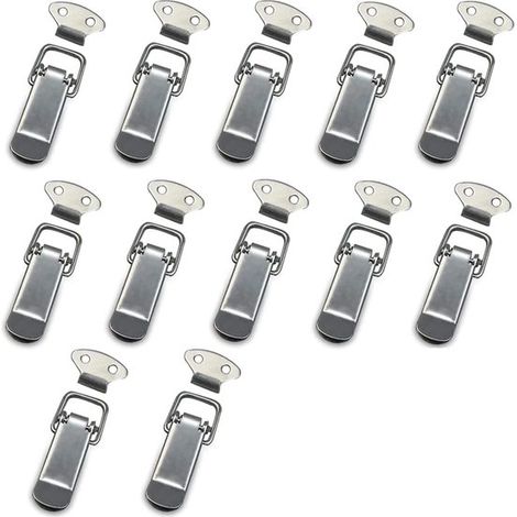 Cerradura de solapa，12 piezas，Cerradura de cofre，Cerradura de maleta，Cerradura de granero，Cerradura de cajón，Acero inoxidable (1/5)