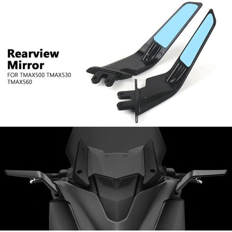 1 Paar drehbare Seitenspiegel-Winglets, passend für Yamaha TMAX500, TMAX530 und TMAX560 (1/4)