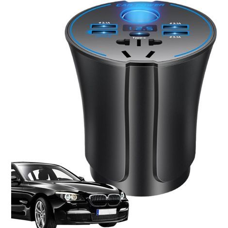 Adaptateur de chargeur de voiture, 12 V/24 V vers 220 V, fonction de sécurité, convertisseur de puissance automatique USB pour ordinateur portable, voyage, camping, accessoires de voyage