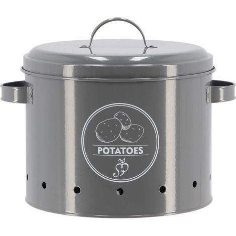 Boite de conservation pour pomme de terre en acier - Gris - D 27,5 x H 21 cm - Livraison gratuite (1/5)