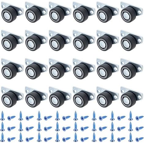 24 Pièces Petites Roulettes Fixes À Montage Latéral Roulettes En Acier Profil Bas Non Pivotantes Avec Vis De Fixation Pour Tiroirs Meubles En Bois Plateaux Et Projets Bricolage 33×53mm (1/5)