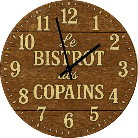 Horloge en verre le bistrot des copains 29 cm