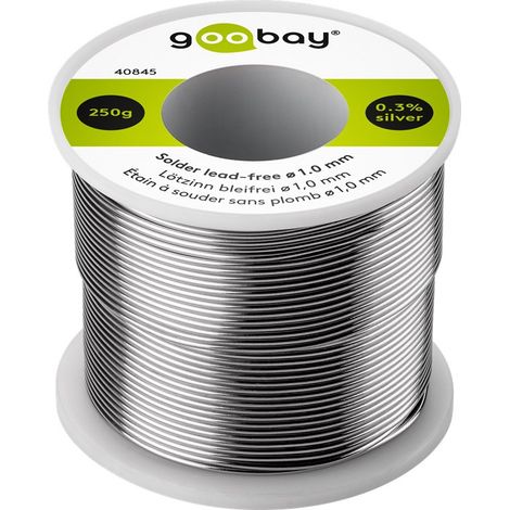 goobay GB 40845 - Lötzinn bleifrei mit Silber- und Kupferanteil,Ø 1,0 mm, 250 g