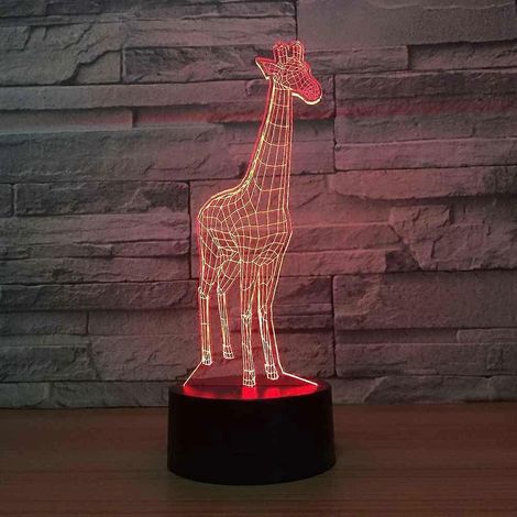 Veilleuse pour enfants, lampe illusion 3D girafe rechargeable par USB, 16 couleurs changeantes avec télécommande (1/5)