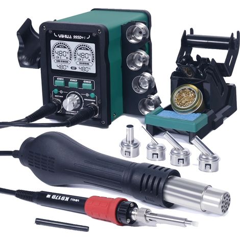Station de refonte à air chaud, fer à souder 110W, écran LCD, ensemble3, 220V-240V UE (1/2)