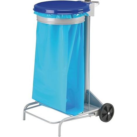 Support de sacs poubelles roulant 110 litres Rossignol à pédale bleu