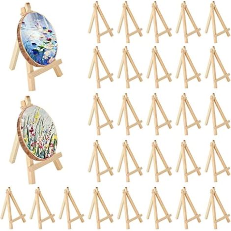 Lot de 30 mini chevalets en bois, petits chevalets de bureau pour peinture, art, fête de mariage, décoration d'intérieur (1/5)