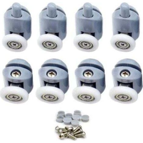 Rulli per porte scorrevoli, rulli per porte scorrevoli da doccia da 23 mm, rulli per porte doccia, rulli per box doccia per bagno, 8 pezzi (4 superiori e 4 inferiori) - Crezuo