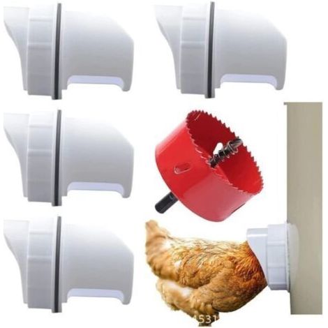 Mangeoire Poules Automatique, Avec 4 Ports Et Scie Cloche, éTanche à la Pluie, Mangeoire à Poulet sans DéChetsConvient aux seaux, seaux, boîtes, auges, mangeoires à poulets zéro déchet (1/5)