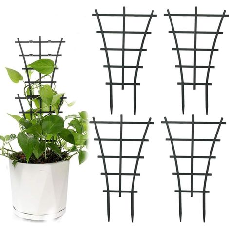 Juego de 4 soportes apilables para plantas trepadoras: mini soportes de plástico para plantas en maceta, verduras, flores, hiedra y tomates. (1/5)