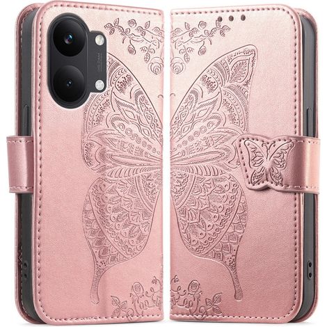Custodia a libro per Xiaomi Poco X8 Pro Max, farfalla, rosa (1/5)