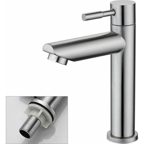 Badezimmer-Wasserhahn, nur Kaltwasser, Waschbecken-Wasserhahn, langlebige Kupfer-Chrom-Oberfläche, Handwasch-Wasserhahn, abnehmbare Luftsprudlerkartusche, praktisch zum Reinigen oder Ersetzen