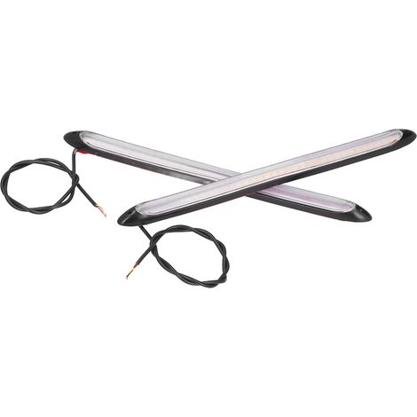 2pcs Feux De Jour LED Clignotant Dynamique 2 Couleurs 27,5cm Universel Auto (1/5)