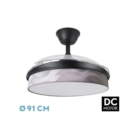 Ventilatore DC Fashion 72W Nero/Grigio Onda 91cm 7200lm 3CCT Telecomando (1/2)