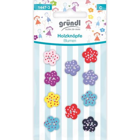 Gründl Holzknöpfe Motiv Blumen Handarbeit