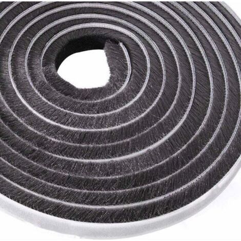 10m Adhesive Brush Strip - Windproof and Dustproof for Moving Windows and Doors (9mm x 9mm, Black) (1/5)